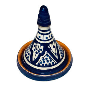 GGE "ATRIA BLUE" TAGINE  Multi-Purpose Condiment Olive Spice SMALL Tajine 3 1/2"